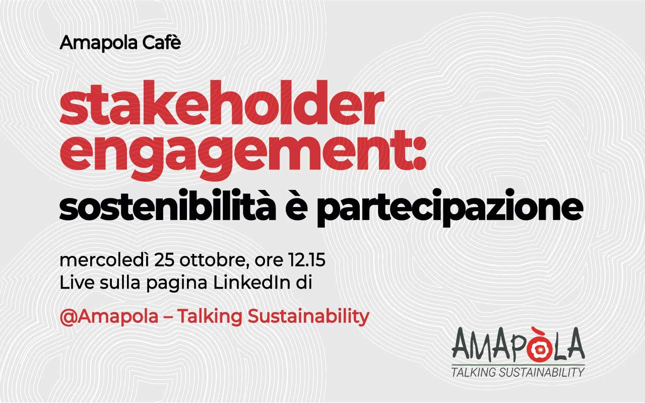 Locandina webinar online amapola cafè su stakeholder engagement